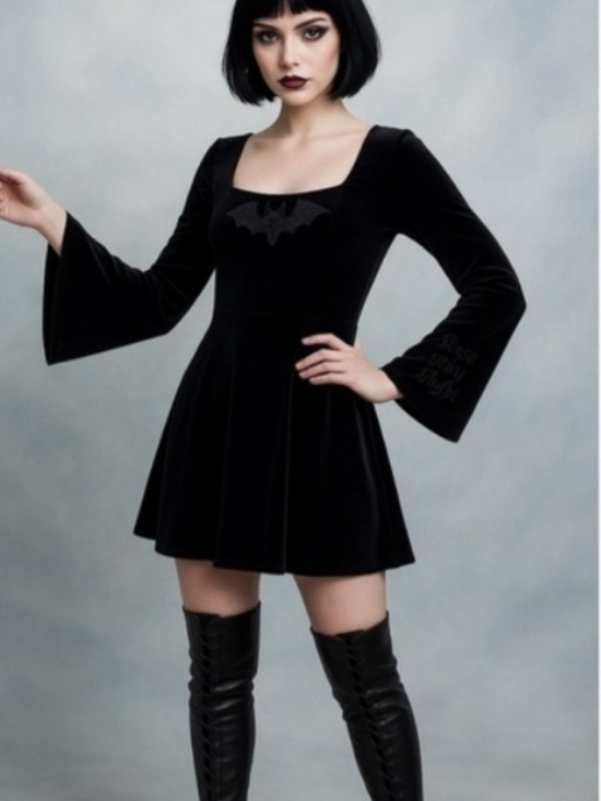 Dolls Kill Dresses & Skirts - Black All Bats Are Off Velvet Dress